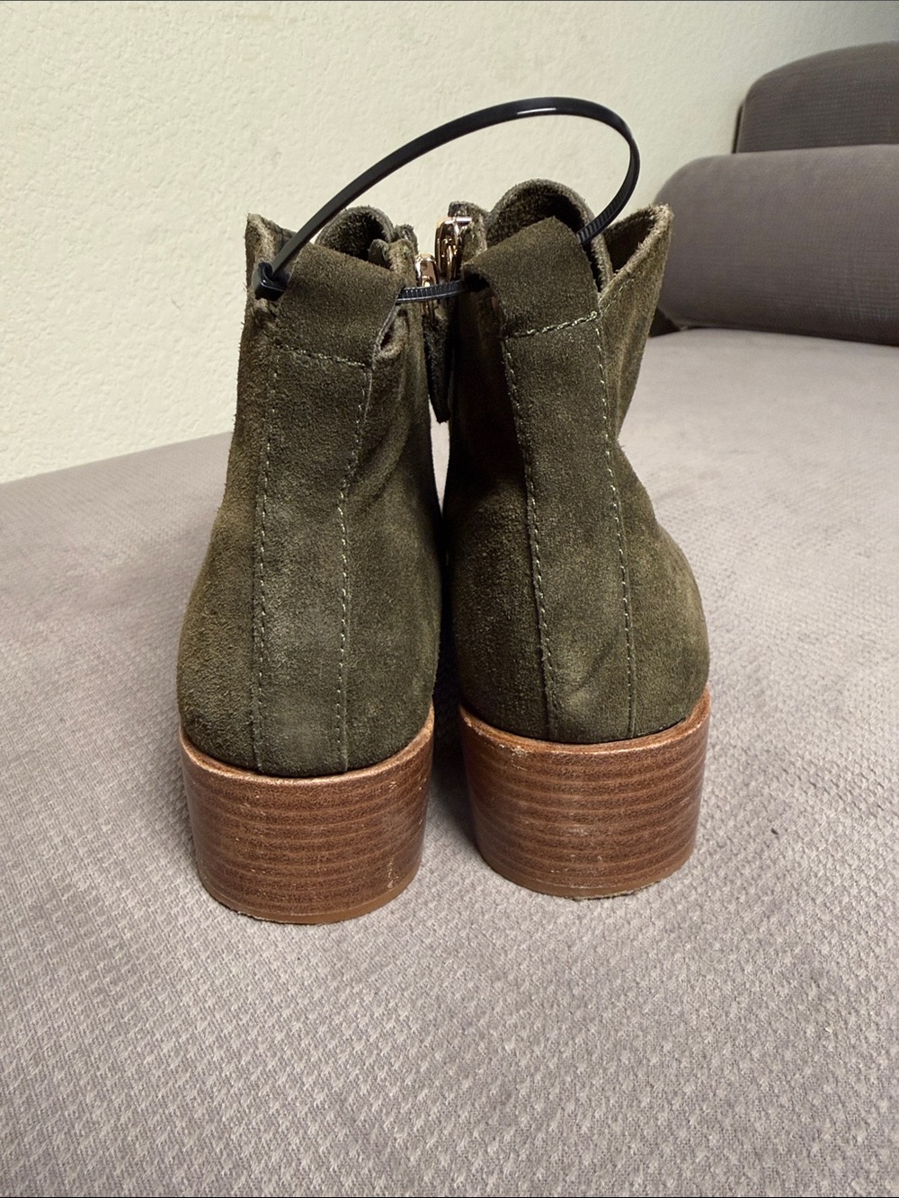 Kelsi Dagger for Anthropologie Olive Green Suede Lace-Up Ankle Boots - Picture 6 of 10